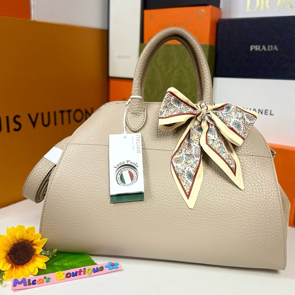 🆕Viral ANNA🇫🇷PAOLA Italian Lether/Suede Beige Satchel Cross bag